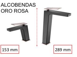 Design Washbasin tap, mixer, height 153 and 289 mm - ALCOBENDAS ORO ROSA