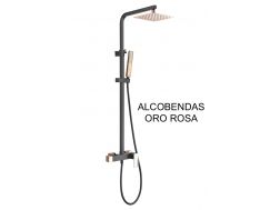 Shower column, mixer, cube style - ALCOBENDAS ORO ROSA