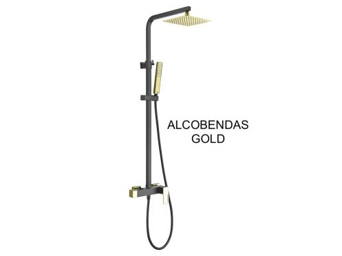 Shower column, mixer, cube style - ALCOBENDAS GOLD