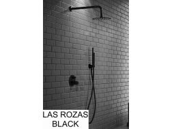 Black built-in shower, mixer, round rain cover Ø 25 cm - LAS ROZAS NOIR