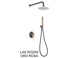 Black built-in shower, mixer, round rain cover Ø 25 cm - LAS ROZAS ORO ROSA