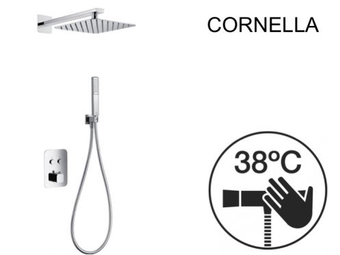 Built-in shower, thermostatic and rain shower head 25 x 25 - CORNELLA CHROME