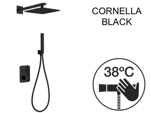 Built-in shower, thermostatic and rain shower head 25 x 25 - CORNELLA BLACK