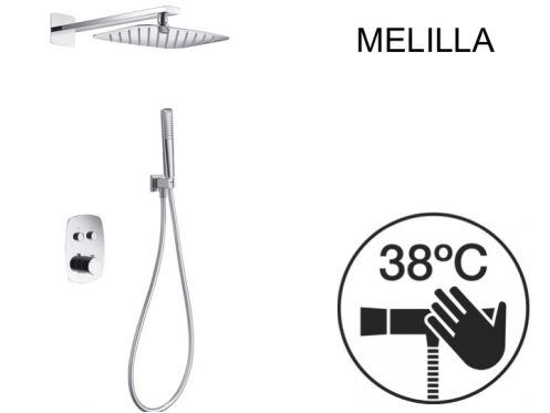 Built-in shower, thermostatic and 20 x 30 rain shower head - MELILLA CHROME