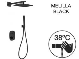 Built-in shower, thermostatic and rain shower head 25 x 25 - MELILLA BLACK