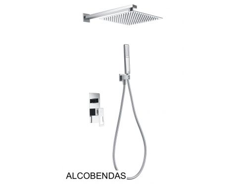 Built-in shower, mixer tap, rain cover 25 x 25 - ALCOBENDAS CHROME