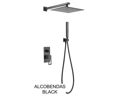 Built-in shower, mixer tap, rain cover 25 x 25 - ALCOBENDAS BLACK