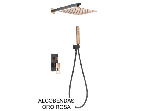 Built-in shower, mixer tap, rain cover 25 x 25 - ALCOBENDAS ORO ROSA