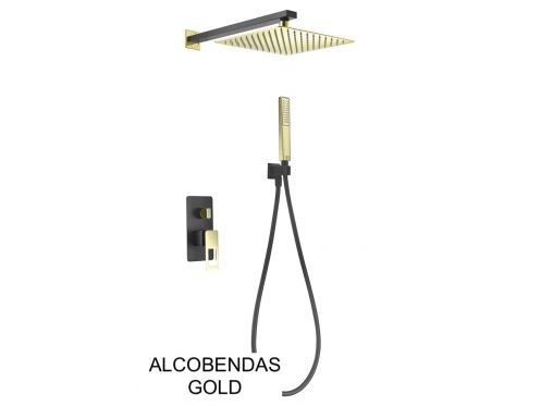 Built-in shower, mixer tap, rain cover 25 x 25 - ALCOBENDAS GOLD