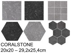 CORALSTONE  20x20 - 29,2x25,4 cm - Floor tiles, hexagonal, Pierre Bleu finish