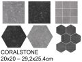 CORALSTONE  20x20 - 29,2x25,4 cm - Floor tiles, hexagonal, Pierre Bleu finish