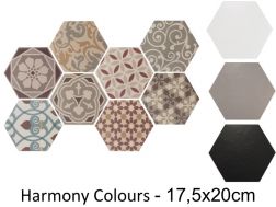 Harmony Colours HEXATILE 17,5x20 cm - Floor tiles, hexagonal, matte finish
