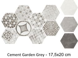 Cement Garden Grey HEXATILE 17,5x20 cm - Floor tiles, hexagonal, matte finish