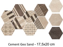 Cement Geo Sand HEXATILE 17,5x20 cm - Floor tiles, hexagonal, matte finish