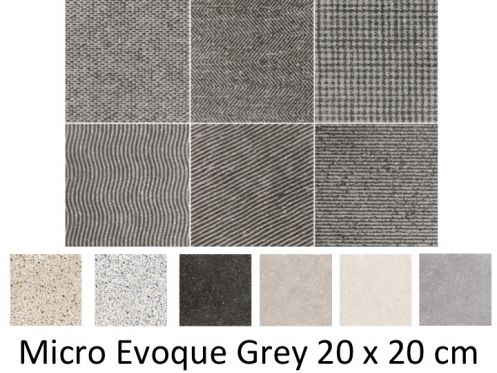 MICRO - Evoque Grey 20 x 20 cm - Floor tiles, terrazzo effect