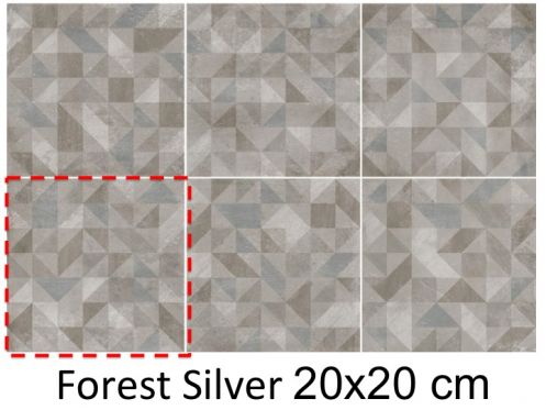 Forest Silver 20x20 cm - Floor tile, aged finish