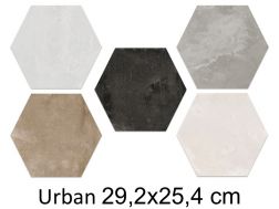 Urban 29,2 x 25,4 cm - Floor tiles, hexagonal, aged finish