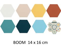 BOOM 14x16 cm - Floor and wall tiles, hexagonal, design colors.