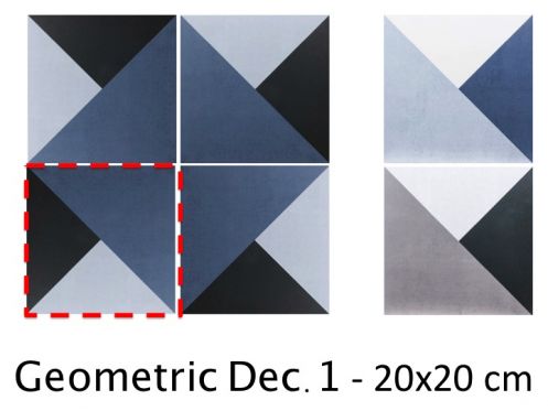 Geometric Dec.1- 20x20  cm - Floor and wall tiles, inspired by Mediterranean and Cretan style.