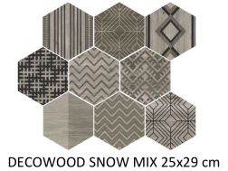 DECOWOOD SNOW MIX 25x29 cm  - Wood floor tiles, imitation parquet.
