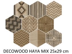 DECOWOOD HAYA MIX 25x29 cm  - Wood floor tiles, imitation parquet.
