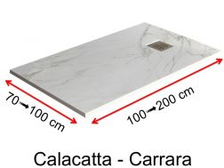 Shower tray, white marble effect, Calacatta and Carrara - BLANCO