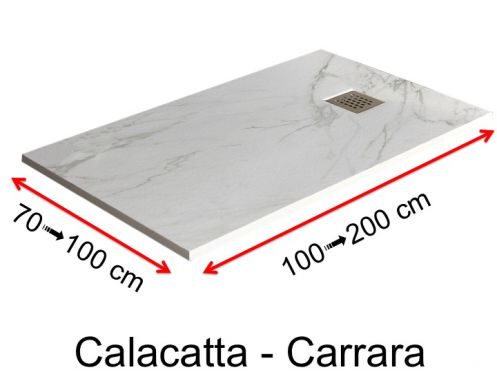 Shower tray, white marble effect, Calacatta and Carrara - BLANCO