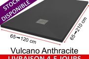 Mineral resin shower trays, custom made, stone effect, non-slip - VULCANO anthracite