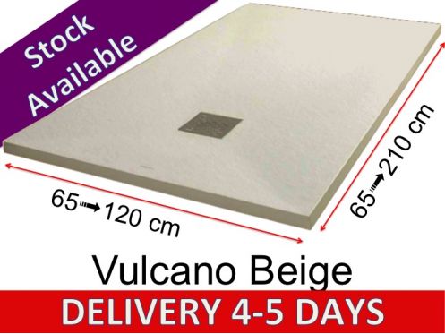 Mineral resin shower trays, custom made, stone effect, non-slip - VULCANO beige