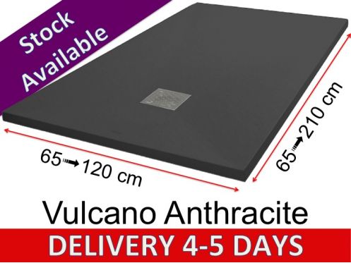 Mineral resin shower trays, custom made, stone effect, non-slip - VULCANO anthracite