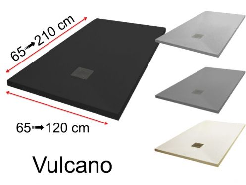 Mineral resin shower trays, custom made, stone effect, non-slip - VULCANO Black