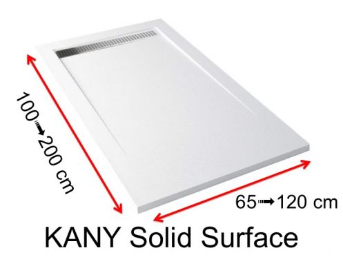Channel shower tray, in Solid Surface mineral resin - KANY