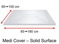 Shower tray, central drain, in Solid Surface mineral resin - MEDI COVER
