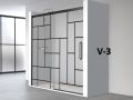 Sliding shower door, industrial art deco style, with black profile - ATELIER HIT 210