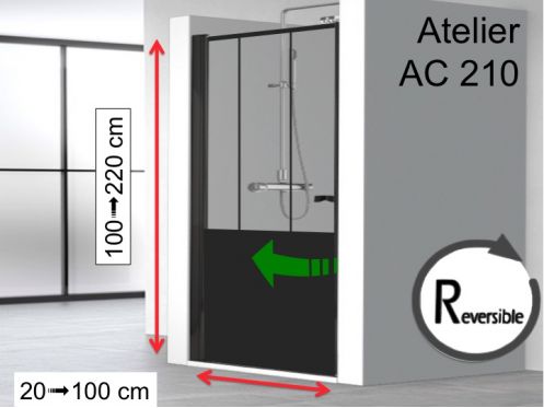 Swing shower door 80 x 195 cm, industrial art deco workshop style - ATELIER AC210