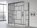 Sliding shower door, fixed angle return, industrial style black art deco - 100 x 70 cm - ATELIER HIT 216 