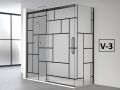 Sliding shower door, fixed angle return, industrial style black art deco - 100 x 80 cm - ATELIER HIT 216 