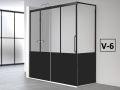 Sliding shower door, fixed angle return, industrial style black art deco - 100 x 80 cm - ATELIER HIT 216 