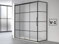Sliding shower door, fixed angle return, industrial style black art deco - 100 x 90 cm - ATELIER HIT 216 