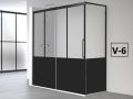 Sliding shower door, fixed angle return, industrial style black art deco - 100 x 90 cm - ATELIER HIT 216 