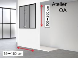 Shower wall, wall mounted, aluminum profile black - ATELIER OA