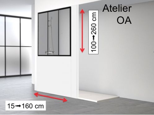 Shower wall, wall mounted, aluminum profile black - ATELIER OA