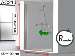 Shower door custom, 95 x 195 cm, interior and exterior opening - AC210