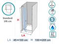 Shower door custom, 95 x 195 cm, interior and exterior opening - AC210