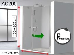 Hinged shower door, with fixed glass on the front - AC 205