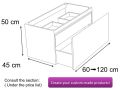 Bathroom cabinet, two drawers, one of which is hidden, height 50 cm, wood finish - TRENDY