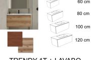 Bathroom cabinet, two drawers, one of which is hidden, height 50 cm, wood finish - TRENDY __plus__ LAVABO