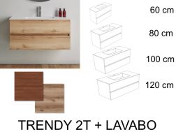 Bathroom cabinet, two drawers, suspended, wood finish - TRENDY 2T __plus__ LAVABO