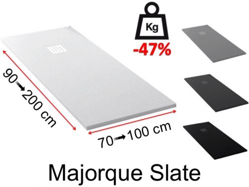Shower tray, in lightweight resin - MAJORQUE SLATE LIGHT