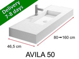 Vanity top, suspended or countertop, in mineral resin - AVILA 50